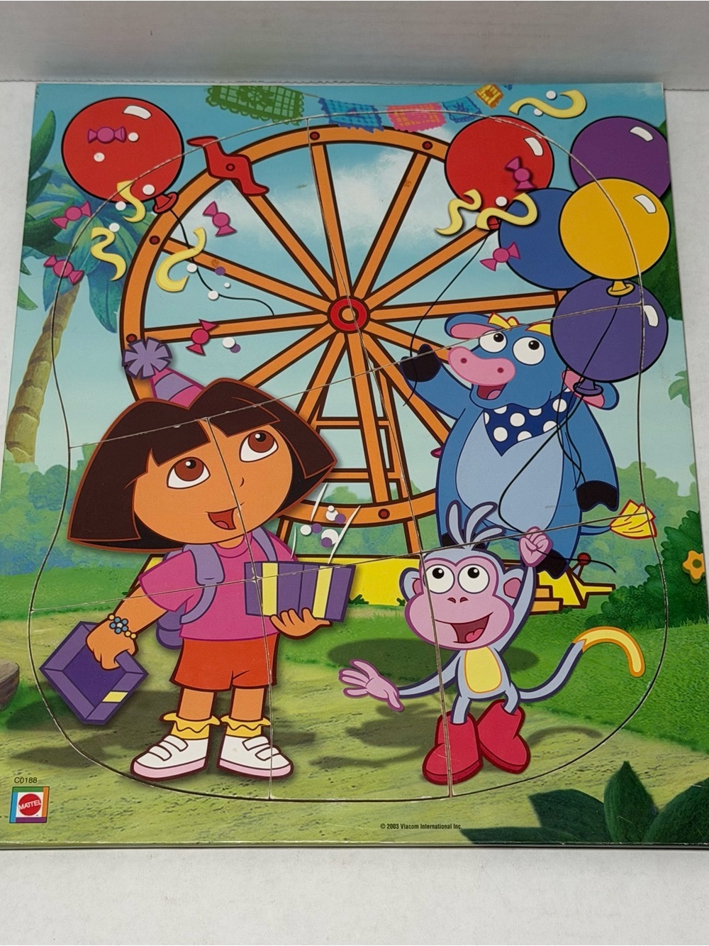 Vintage 2003 Nick Jr Dora the Explorer Wooden Carnival Mattel Puzzle Complete